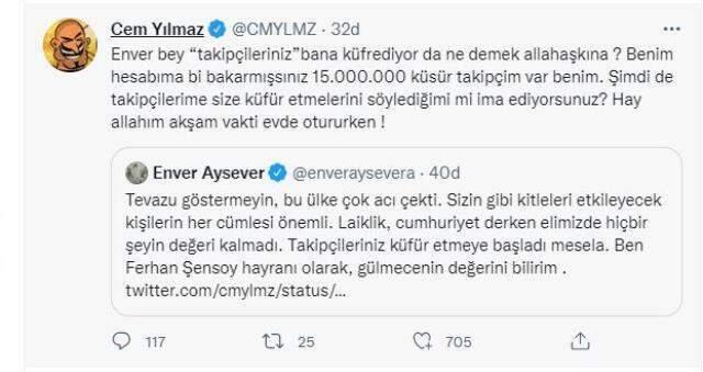 Cem Yılmaz ve Enver Aysever sosyal medyada birbirlerine girdi
