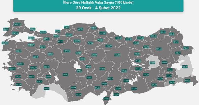 İl il koronavirüs vaka sayıları kaçtır? 29 Ocak - 4 Şubat İl il güncel koronavirüs risk haritası ve haftalık vaka sayıları açıklandı mı?