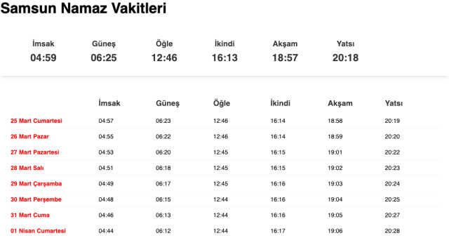 Samsun, Sinop sahur ne zaman, saat kaçta? 25 Mart Samsun, Sinop imsak vakti! Samsun, Sinop sabah ezanı saat kaçta okunuyor?