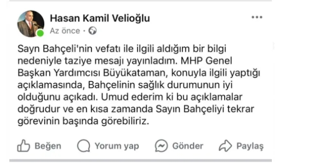 Devlet Bahçeli sağlık durumu ne? MHP açıklaması!