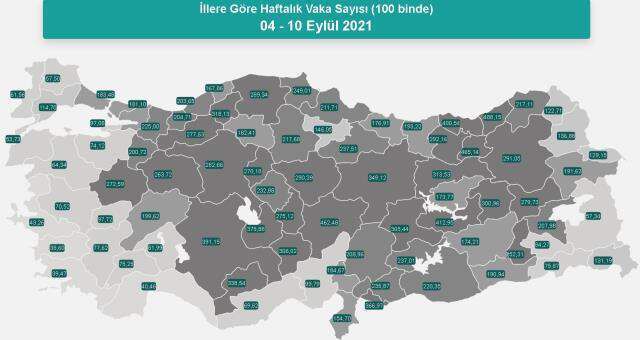 İl il koronavirüs vaka sayıları kaçtır? 4-10 Eylül İl il güncel koronavirüs risk haritası ve haftalık vaka sayıları açıklandı mı?