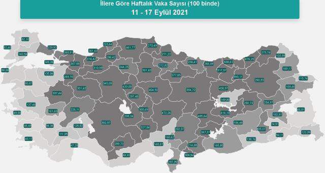 İl il koronavirüs vaka sayıları kaçtır? 11-17 Eylül İl il güncel koronavirüs risk haritası ve haftalık vaka sayıları açıklandı mı?