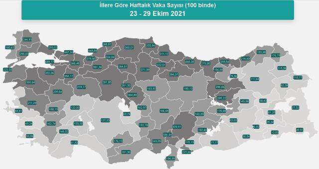 İl il koronavirüs vaka sayıları kaçtır? 23-29 Ekim İl il güncel koronavirüs risk haritası ve haftalık vaka sayıları açıklandı mı?