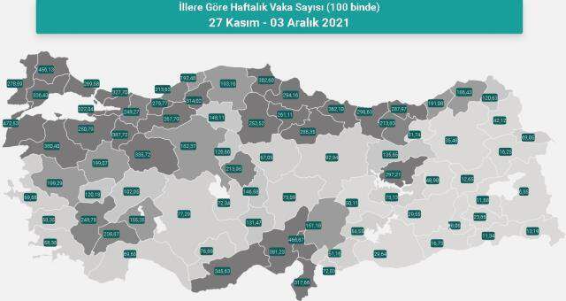 İl il koronavirüs vaka sayıları kaçtır? 27 Kasım-3 Aralık İl il güncel koronavirüs risk haritası ve haftalık vaka sayıları açıklandı mı?