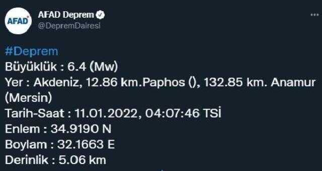 Son Dakika: Kıbrıs açıklarında 6,4 büyüklüğünde deprem! Türkiye'de de hissedildi