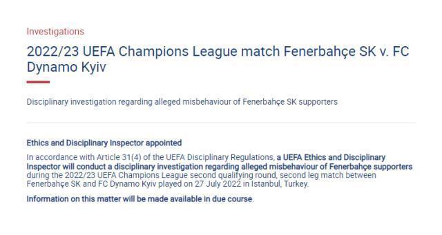 Son Dakika: UEFA, Fenerbahçe taraftarının Vladimir Putin tezahüratlarıyla ilgili soruşturma başlattı