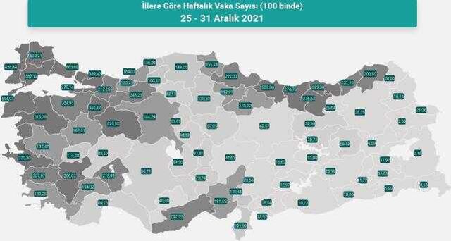 İl il koronavirüs vaka sayıları kaçtır? 25-31 Aralık İl il güncel koronavirüs risk haritası ve haftalık vaka sayıları açıklandı mı?