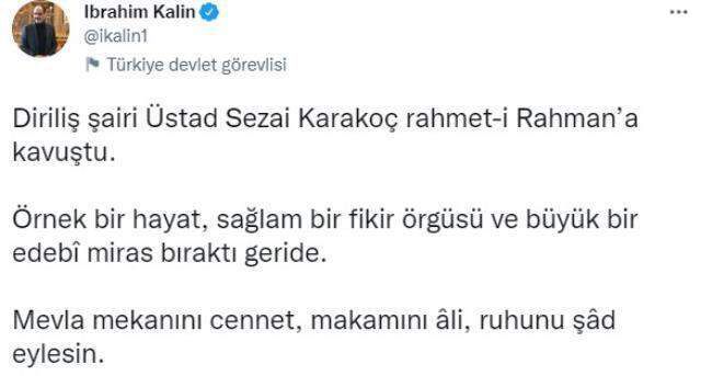 Sezai Karakoç öldü mü? Sezai Karakoç neden öldü? Sezai Karakoç kaç yaşında vefat etti, cenazesi nerede defnedilecek? Sezai Karakoç'un hastalığı nedir?