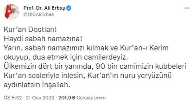 İsveç'teki skandal sonrası Diyanet İşleri Başkanı Erbaş'tan Kur'an-ı Kerim okuma çağrısı