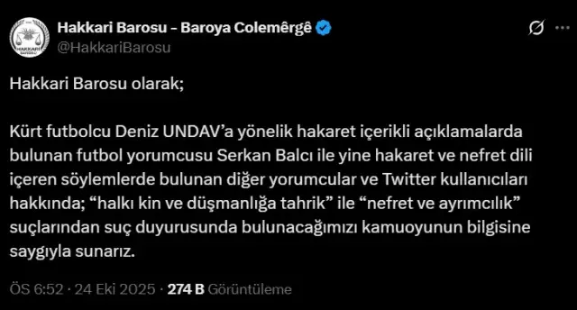 Deniz Undav'a ağzına geleni sayan Serkan Balcı: Çocuklarımın annesi Kürt, Kürtleri çok seviyorum