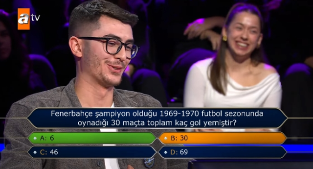 Fenerbahçe şampiyon olduğu 1969-1970 futbol sezonunda oynadığı 30 maçta toplam kaç gol yemiştir?