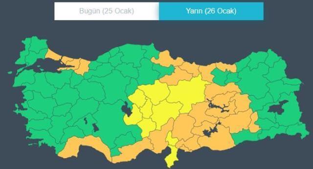 Kar yağışı yurtta etkisini sürdürüyor! Meteoroloji'den 24 il için turuncu, 9 il için ise sarı kodlu uyarı