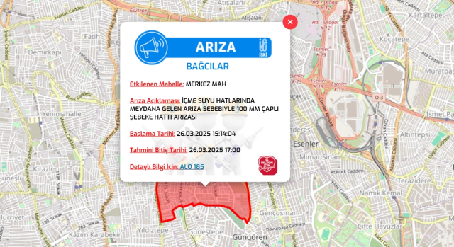 İstanbul BAĞCILAR su kesintisi! 26-27 Mart İSKİ Bağcılar su kesintisi ne zaman bitecek, sular ne zaman gelecek?