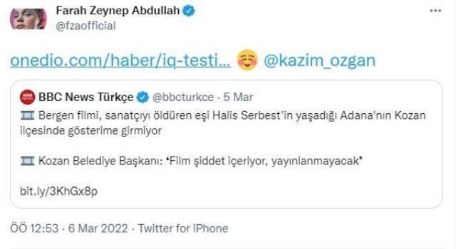 Kozan Belediye Başkanı Kazım Özgan, Farah Zeynep Abdullah'a tazminat davası açtı