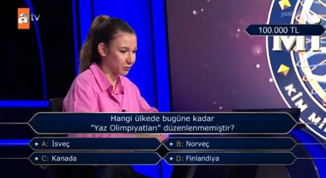 (Hangi ülkede bugüne kadar 'Yaz Olimpiyatları' düzenlenmemiştir?) Kim Milyoner Olmak İster 2 Eylül 100 Bin TL'lik sorunun cevabı nedir?