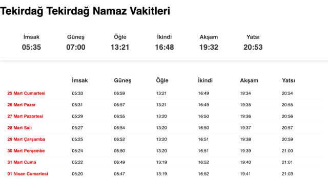 Tekirdağ, Sakarya, Yalova sahur ne zaman, saat kaçta? 25 Mart Tekirdağ, Sakarya, Yalova imsak vakti! Tekirdağ, Sakarya, Yalova sabah ezanı saat kaçta?