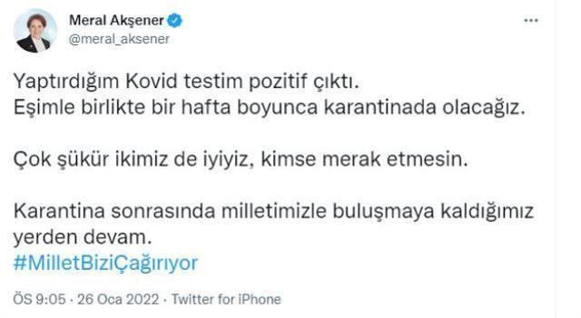 Son Dakika: İYİ Parti Genel Başkanı Meral Akşener koronavirüse yakalandı