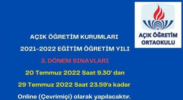 2022 Açık Öğretim Ortaokul sınav tarihleri ne zaman? AÖL 3. dönem sınav tarihi ne zaman?
