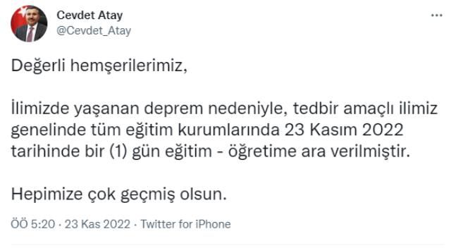 5.9 şiddetindeki deprem sonrası Düzce'de eğitime bir gün ara verildi