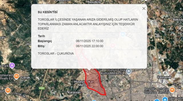 Mersin su kesintisi! 6 Kasım 2025 bugün Mersin'de sular ne zaman gelecek?