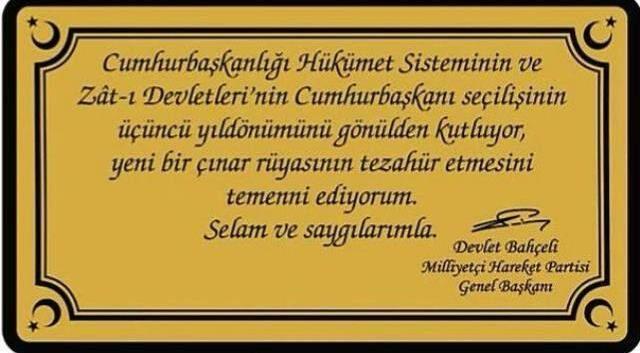 MHP Genel Başkanı Bahçeli, Cumhurbaşkanı Erdoğan'a çınar fidanı hediye etti