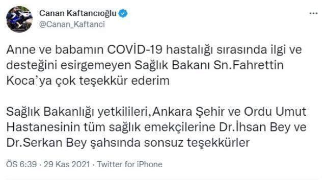 CHP İstanbul İl Başkanı Canan Kaftancıoğlu'ndan Bakan Koca'ya teşekkür