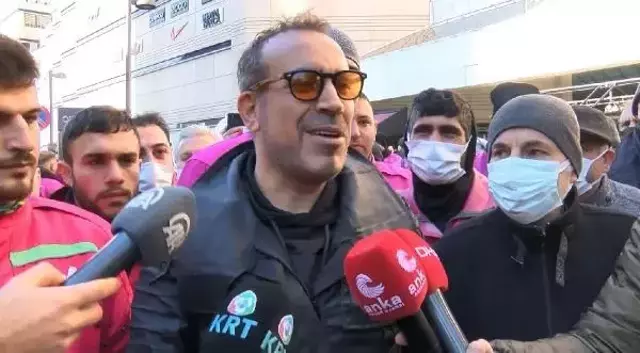 Online yemek sipariş şirketi kuryelerinin eylemine Haluk Levent'ten destek ziyareti