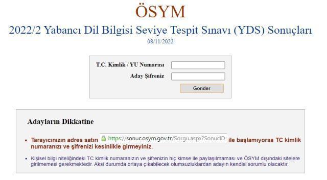 ÖSYM YDS sonuç sorgulama nasıl yapılır? 2022 YDS sorgulama ekranı! YDS sonuçları nereden bakılır?