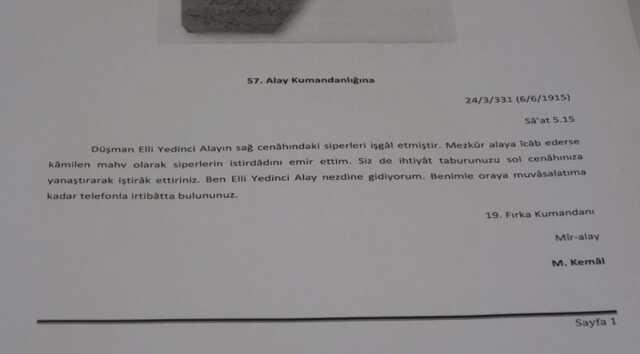 Atatürk'ün 57. Alay'a verdiği emir deşifre edildi