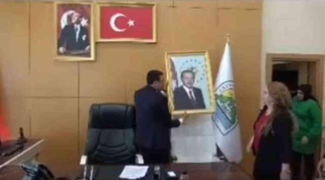 Cumhurbaşkanı Erdoğan'ın fotoğrafını indiren DEM Partili başkan ifade verdi