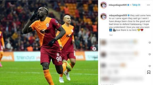 Galatasaray'la yolları ayıran Diagne'den olay paylaşım: Gel dediler geldim, git dediler gittim