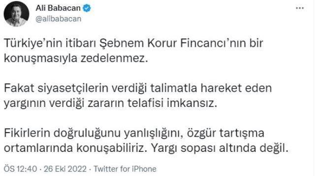 Ali Babacan'dan TTB Başkanı Fincancı'nın gözaltına alınmasına eleştiri: Bu zararın telafisi imkansız