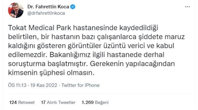 Tokat'ta özel hastanede hastaya şiddet olayına ilişkin soruşturma