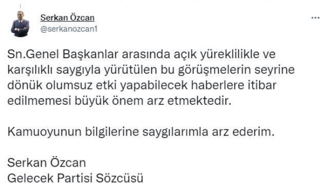 Gelecek Partisi, Genel Başkan Ahmet Davutoğlu'nun İYİ Parti ile yeni ittifak kuracağı yönündeki iddiaları yalanladı