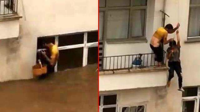 Artvin Arhavi'deki selden yeni görüntü! Mahsur kalan çiftin mucize kurtuluşu kamerada