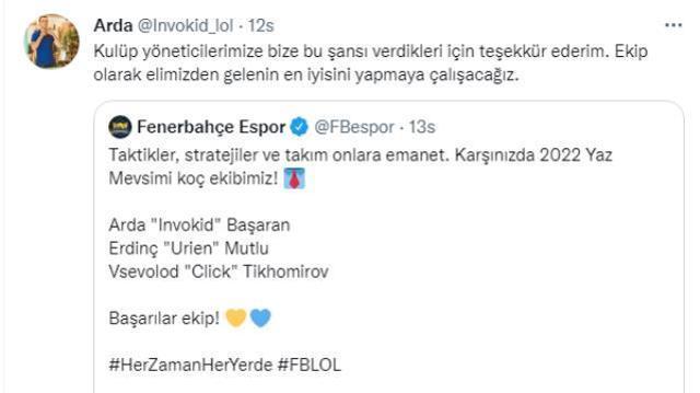 Fenerbahçe Espor yeni teknik kadrosunu duyurdu
