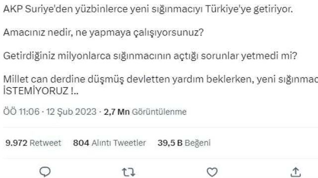 Deprem nedeniyle yüzbinlerce sığınmacının Türkiye'ye geleceği iddiası yanlış