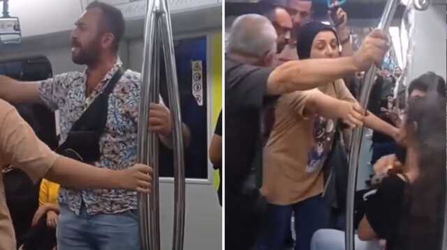 Marmaray'da gençlere 'Kız arkadaşını öpemezsin' diyen şahıs hiç beklemediği bir tepki aldı