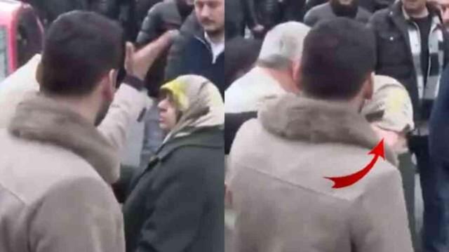 Büyükçekmece Belediye Başkan Yardımcısı Hasan Akkuş, başörtülü yaşlı kadının boğazını sıkıp küfretti