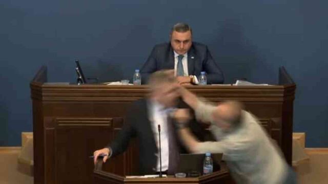 Gürcistan parlamentosunda yumruk yumruğa kavga