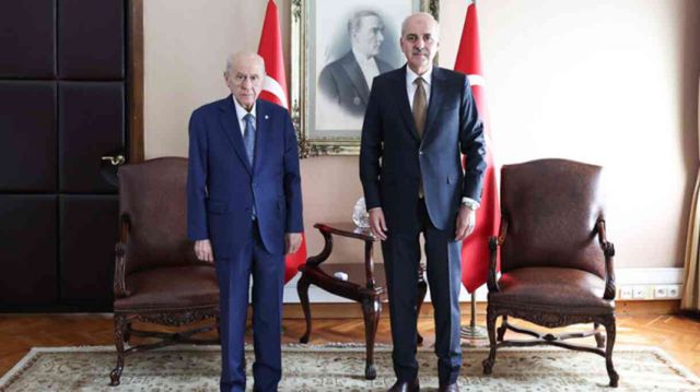 Meclis'te sürpriz görüşme: Numan Kurtulmuş'tan Devlet Bahçeli'ye ziyaret