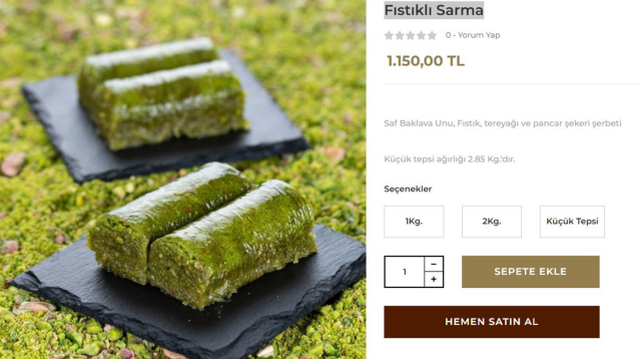 Fıstıklı sarmaya zam geldi
