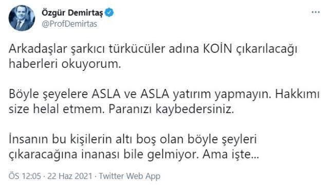 Ekonomist Özgür Demirtaş'tan kendi coin'ini çıkarmaya hazırlanan Emrah'a sert tepki
