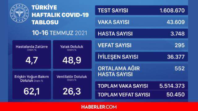 Son Dakika- 31 Temmuz 2021 korona tablosu! Bugünkü vaka sayısı kaç? 31 Temmuz Cumartesi Koronavirüs tablosu!
