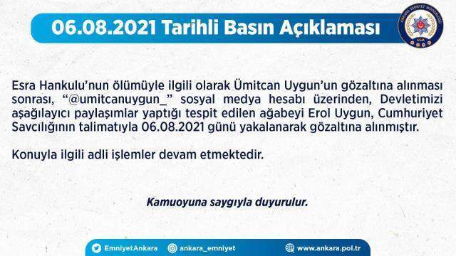 Gözaltına alınan Erol Uygun'un Esra Hankulu'nun kuzenini de tehdit ettiği ortaya çıktı