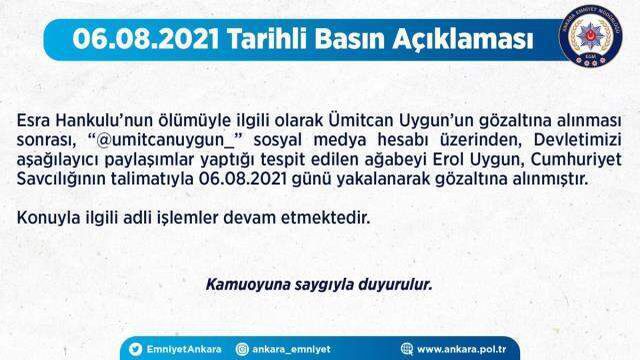 Son Dakika: Tehditler savuran Ümitcan Uygun'un ağabeyi Erol Uygun gözaltına alındı