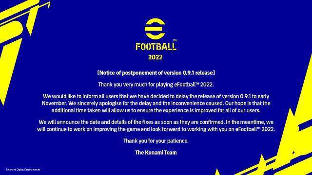 eFootball 2022'ye gelecek güncelleme ertelendi