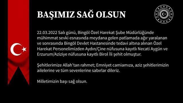 Son Dakika! Bingöl Özel Harekat Şube Müdürlüğü'ndeki patlamada ağır yaralanan 2 polisimiz şehit oldu