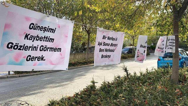 Bursa'da eşine kendisini affettirmek için çalıştığı marketin karşısına pankart astı