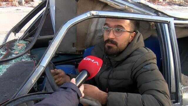 Enkaz altından çıkarılan araçla yolculuk